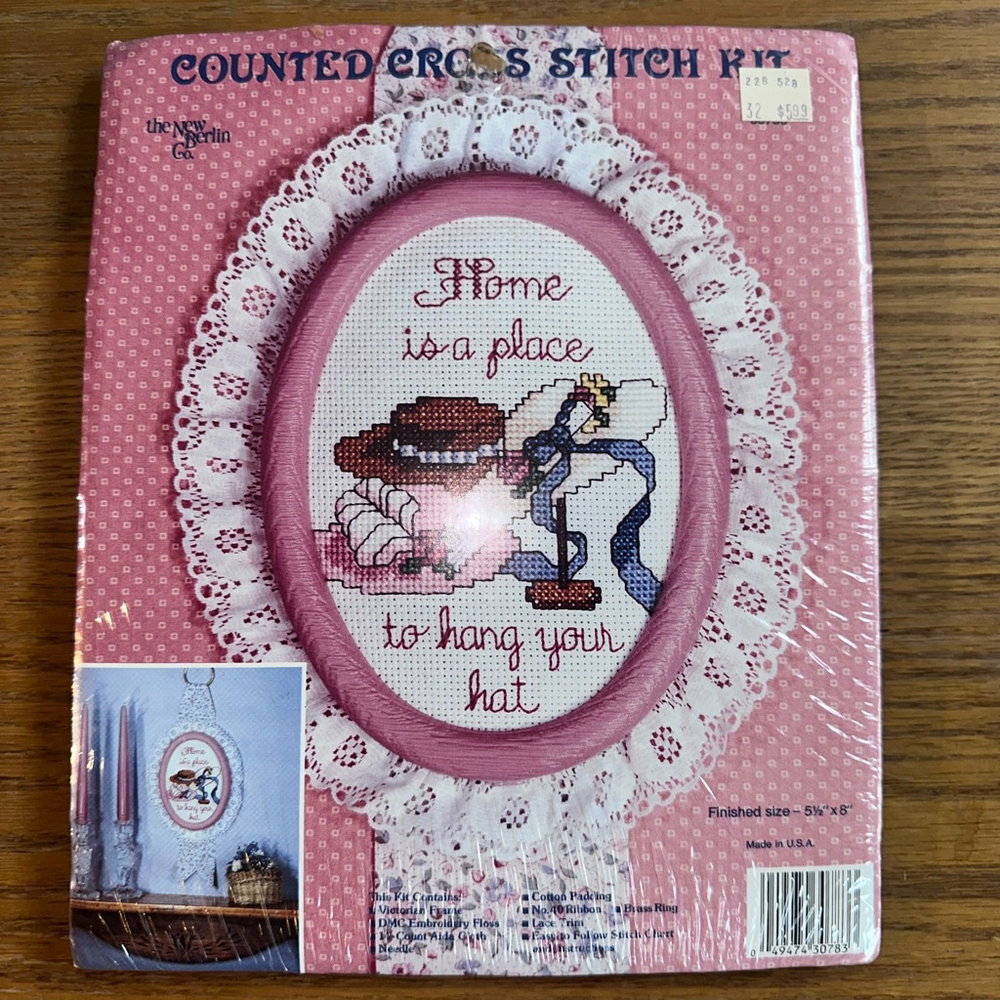 NOS Vintage The New Berlin Company Counted Cross Stitch Kit With Frame Sealed